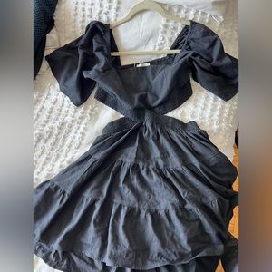 Black cut out dress, similar to Free People’s “drop of sunlight mini”